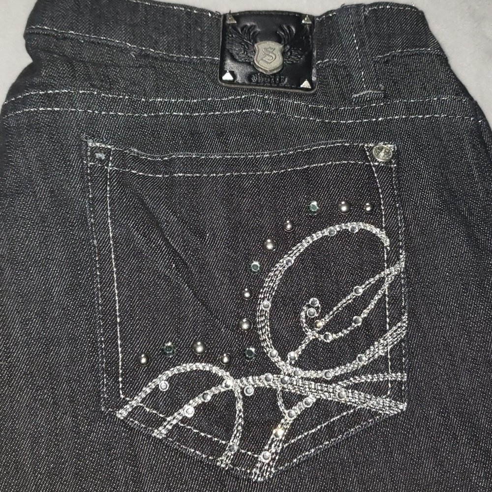 Black Jeans w Embellished Pockets, Sz 15, Shorty Brand - Picture 2 of 8